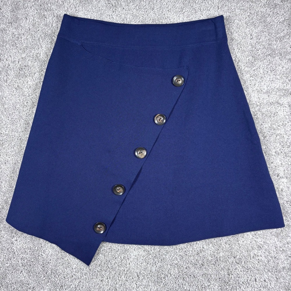 All Row Ollie‎ Skirt Size Large Navy Blue Button Front A Line Mini Womens